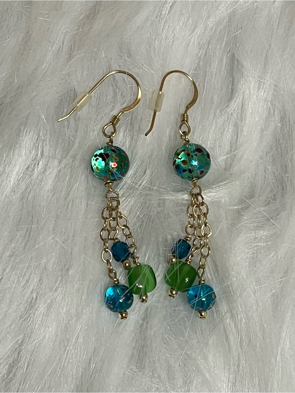 14K GF Blue Drop Earrings